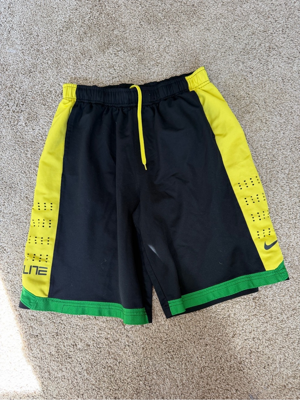 Nike Black, Yellow & Green Performance Basketball Shorts